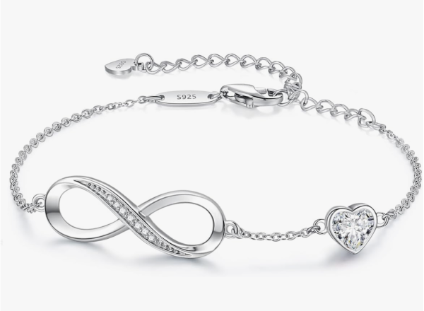Infinity Heart Charm Link Bracelet for Women 925 Sterling Silver Adjustable Mother's Day Gift Anniversary Birthday Jewelry for Wife Girlfriend Her